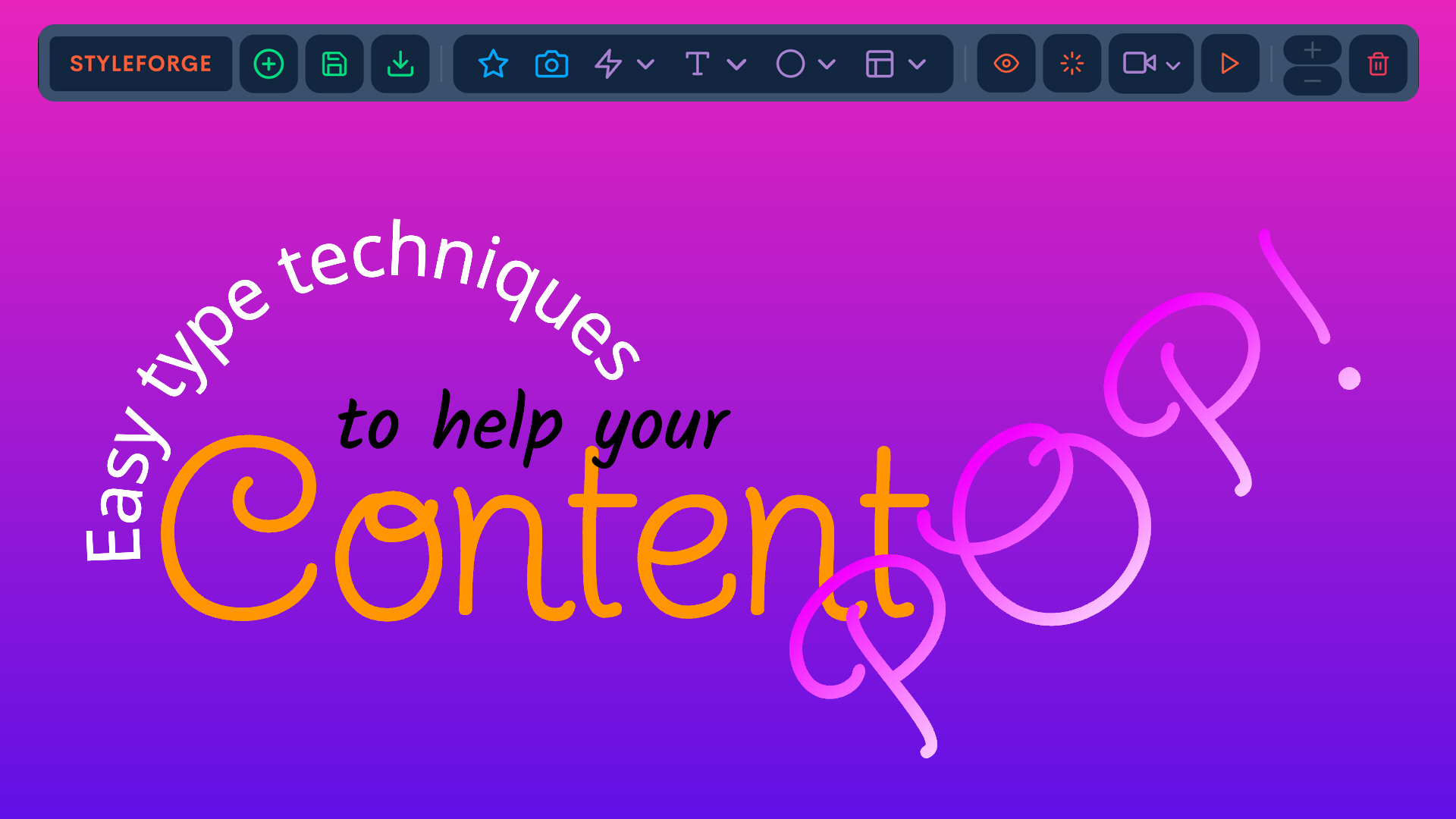 Example of type stinger design with AI artwork